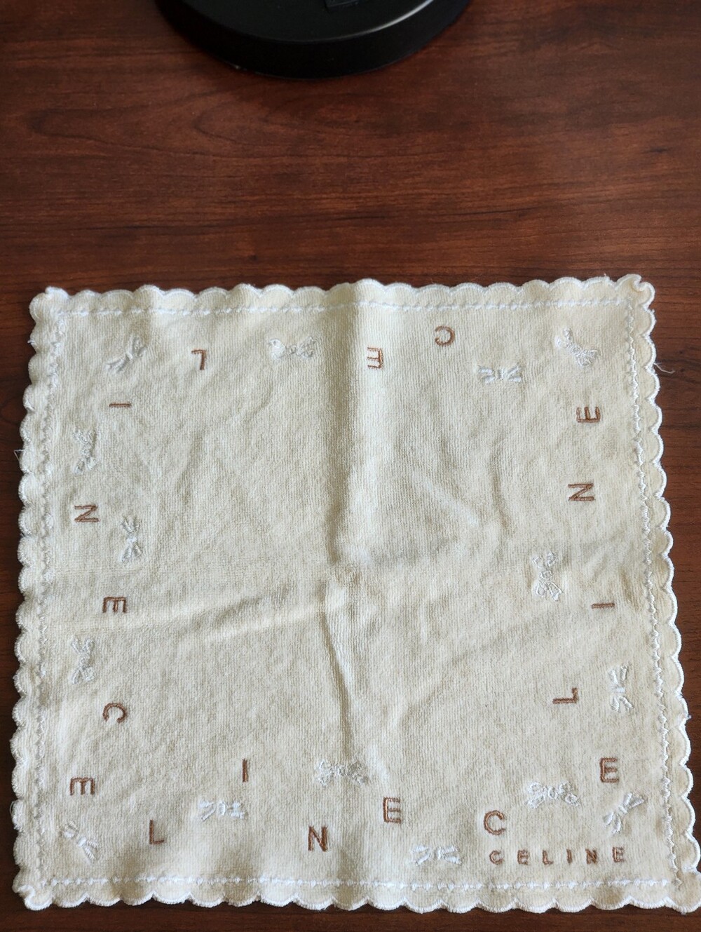Vintage Celine Terry Cloth Scalloped Hand Towel With COA